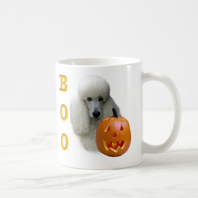 Caneca De Café Boo de Poodle Revestido Branco (Direita)