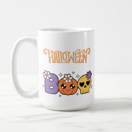 Caneca De Café Boo engraçado Halloween Branco & laranja
