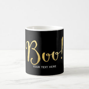 Caneca De Café BOO! Falso visual dourado Festivo de Halloween