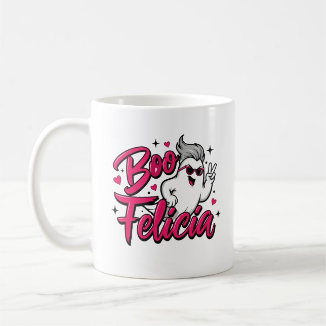 Caneca De Café "Boo, Felicia" Fantasma de Halloween Sassy  (Esquerda)