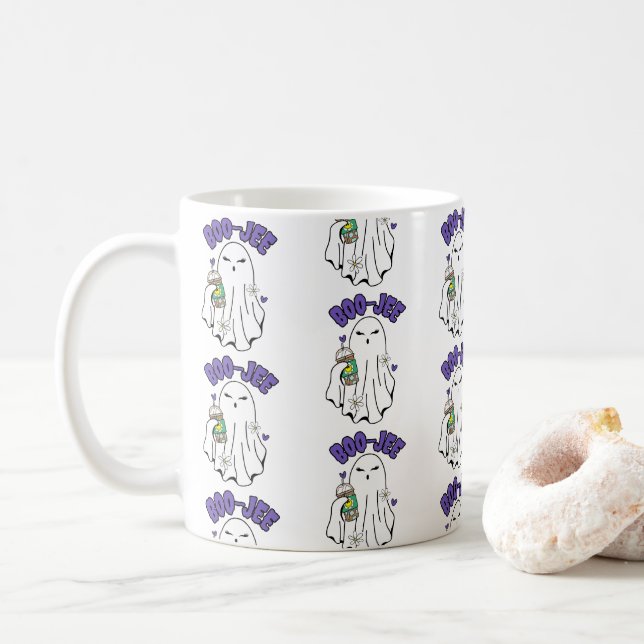 Caneca De Café Boo-Jee Cute halloween Ghost com café gelado (Com Donut)