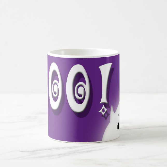 Caneca De Café Boo! Púrpura fantasma do Halloween (Centro)