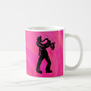 Caneca De Café Boogie Noites Saxofone Rosa Quente