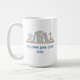 Caneca De Café Book Club Watercolor Books Blue Happy Customizable