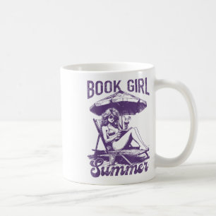 Caneca De Café Book Girl Summer Engraçado Livros Rapariga Férias 