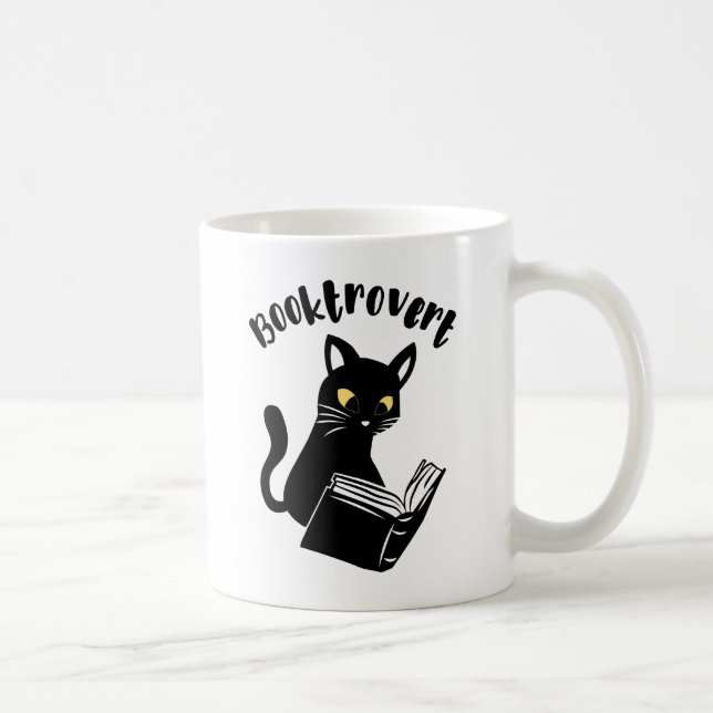 Caneca De Café Booktrovert cat com livro (Direita)