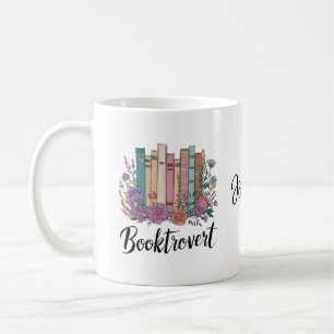 Caneca De Café Booktrovert Custom Book-Lover Watercolor Design