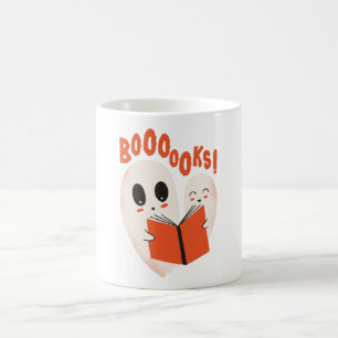 Caneca De Café Bookworm Engraçado Fantasma do Halloween Livros de