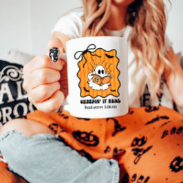Caneca De Café Bookworm Ghost Reading Retro Arco Creepin' It Real