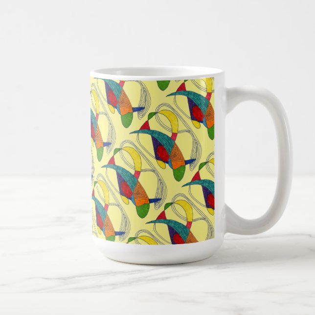 Caneca De Café "Boomerangues de madeira amarela" Abstract Design  (Direita)