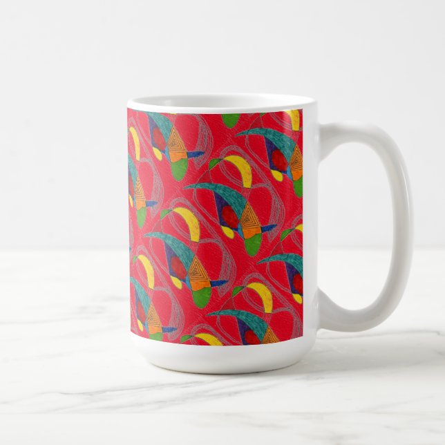 Caneca De Café "Boomerangues em Red Tilado" Abstract Design Mug (Direita)