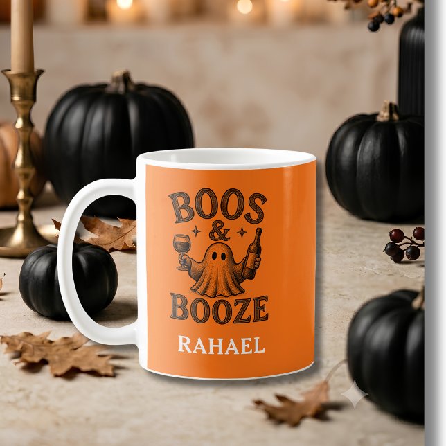 Caneca De Café Boos & Booze Vintage Fantasma (Criador carregado)