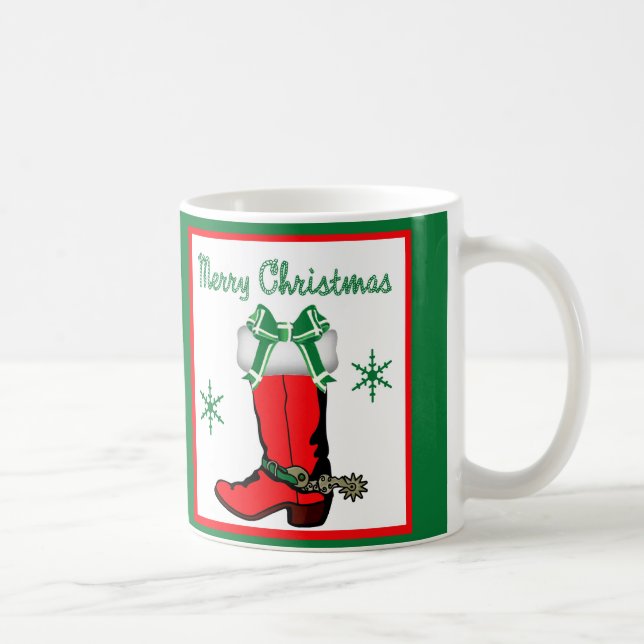 Caneca De Café Boot Red Cowboy do Natal Ocidental (Direita)