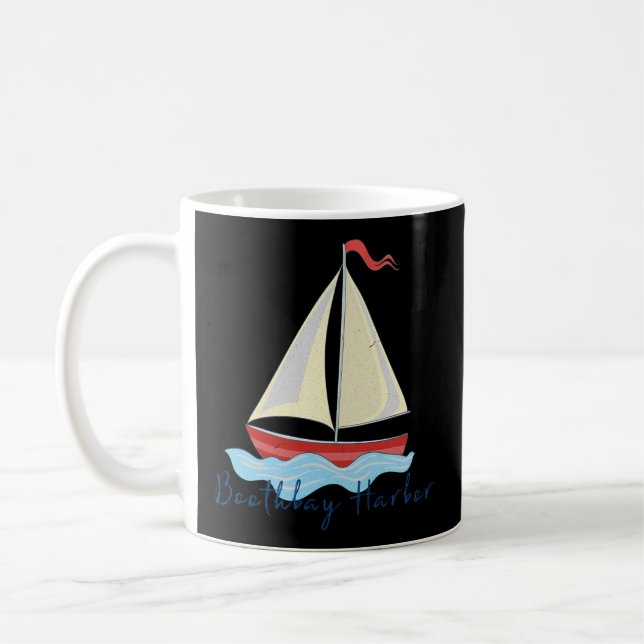 Caneca De Café Boothbay Harbor Sail Boat Náutica (Esquerda)