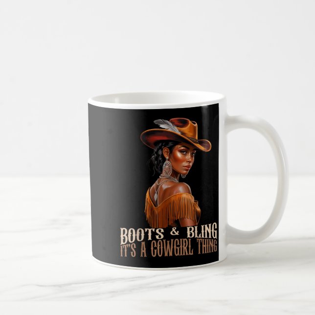Caneca De Café Boots &amp; Bling It's Cowgirl African Women Black (Direita)