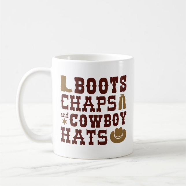 Caneca De Café Boots Chaps E Chapéus De Cowboy (Esquerda)