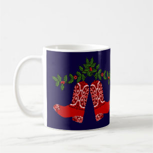 Caneca De Café Boots do cowboy Impressão Bandana do Natal Ocident