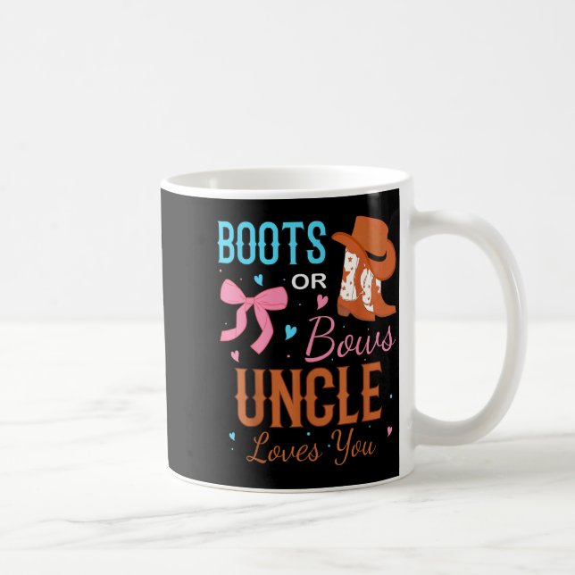 Caneca De Café Boots Or Bows Uncle Loves You Gender Reveal Party  (Direita)