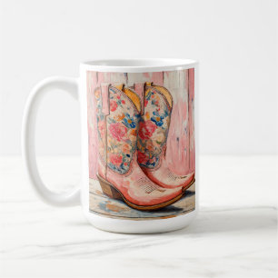 Caneca De Café Boots personalizados Vintage Pink Cowgirl