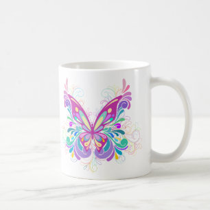 Caneca De Café Borboleta abstrata colorida