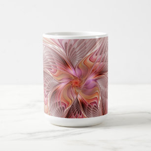 Caneca De Café Borboleta Abstrata Colorida Arte Fantasia Fractal