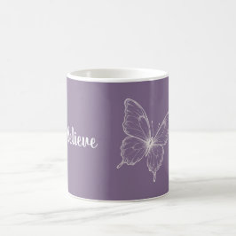 Caneca De Café Borboleta Acredite Roxo