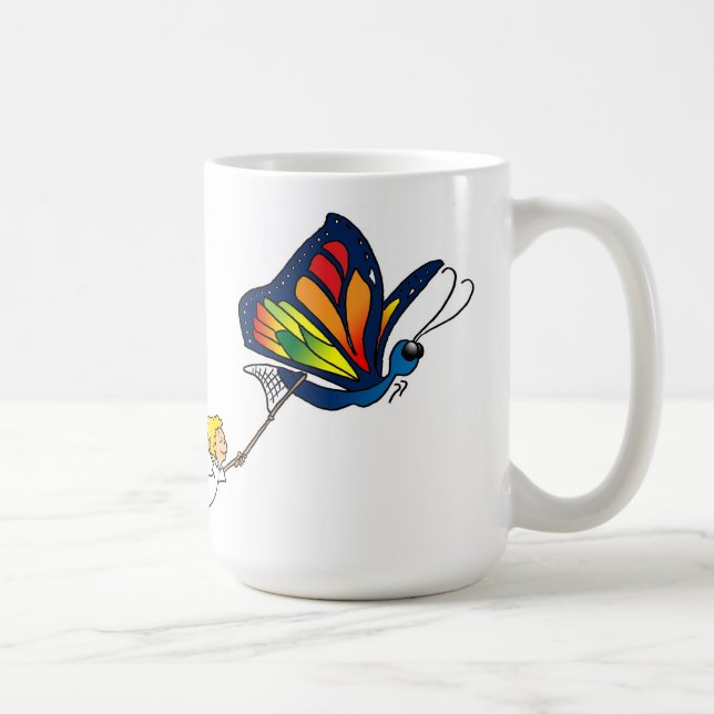 Caneca De Café Borboleta Adorável e Moça (Direita)