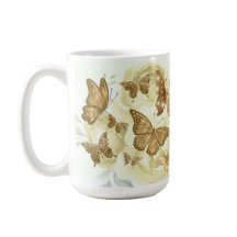 Caneca de café Borboleta Amarela e Dourada