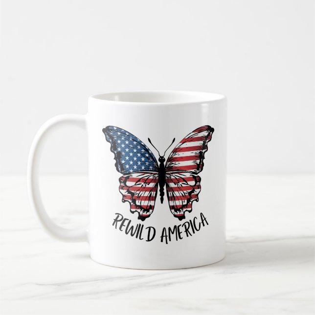 Caneca De Café Borboleta Americana Patriótica (Esquerda)