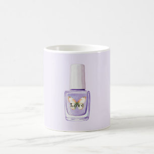 Caneca De Café Borboleta Amor Esmalte de Unhas Roxo