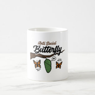 Caneca De Café Borboleta Anti Social
