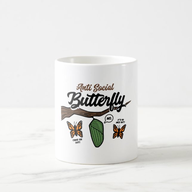 Caneca De Café Borboleta Anti Social (Centro)