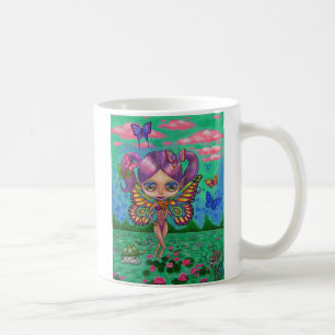 Caneca De Café Borboleta-Arco-Íris Fada Boneca Água Lírios