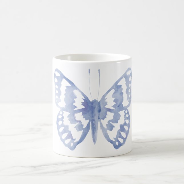 Caneca De Café Borboleta azul de aquarela (Centro)