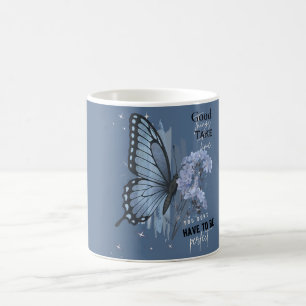 Caneca De Café Borboleta Azul Estética Citação Motivacional - Bom
