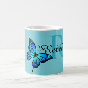 Caneca De Café Borboleta Chic Funky Monograma Coffee Mug