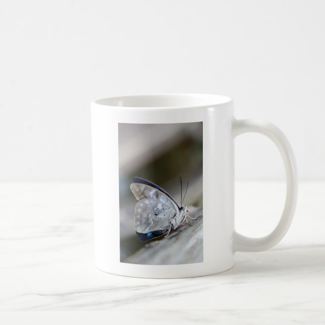 Caneca De Café Borboleta Cinza Azul (Direita)