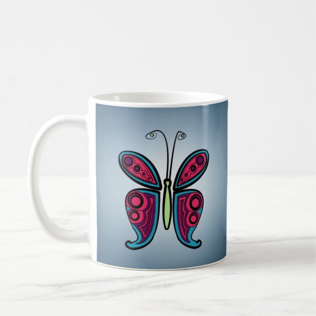 Caneca De Café Borboleta colorida (Esquerda)