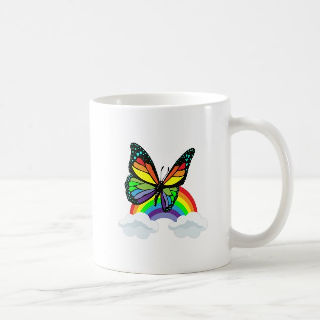 Caneca De Café Borboleta com arco-íris (Direita)