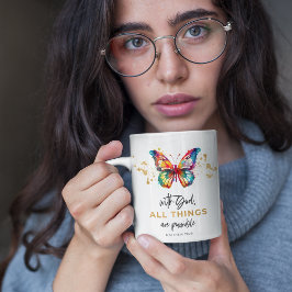 Caneca De Café Borboleta Com Deus Tudo É Possível