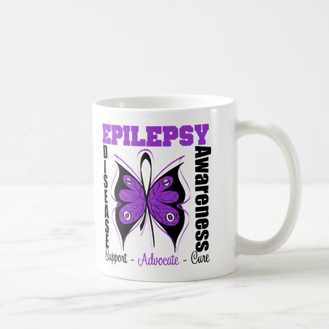 Caneca De Café Borboleta da consciência da epilepsia (Direita)