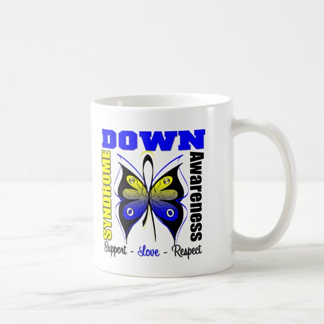 Caneca De Café Borboleta da consciência de Síndrome de Down (Direita)