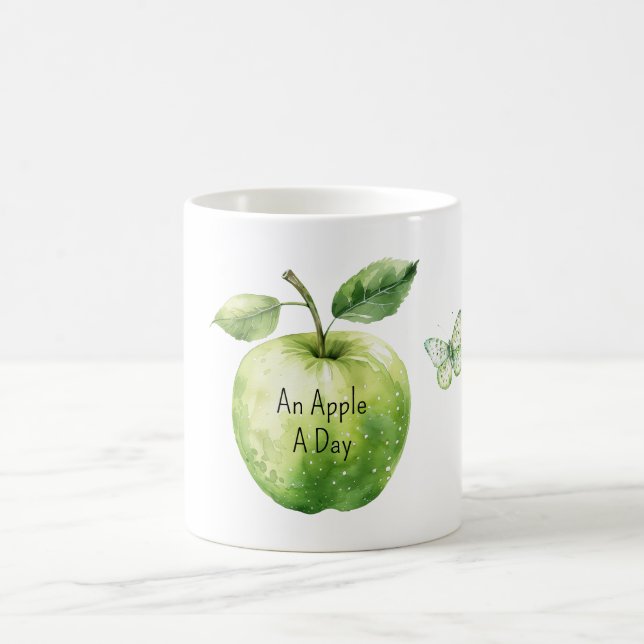 Caneca De Café Borboleta da Maçã Verde por Dia (Centro)
