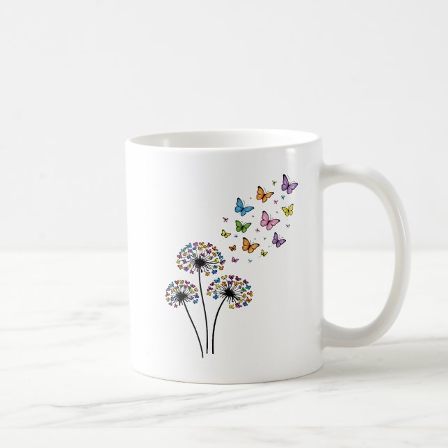 Caneca De Café Borboleta de dente-de-leão em voo (Direita)