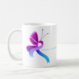 Caneca De Café Borboleta de Fita de Consciência Azul-Rosa e Azul-