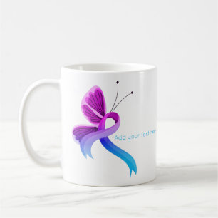 Caneca De Café Borboleta de Fita de Consciência Azul-Rosa e Azul-