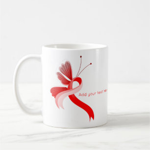 Caneca De Café Borboleta de Fita de Sensibilização Vermelha e B