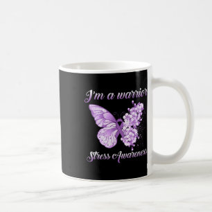 Caneca De Café Borboleta de fita lavanda Eu sou um estresse guerr