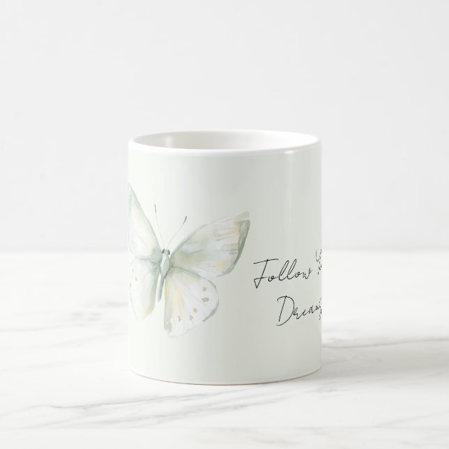 Caneca De Café Borboleta de Hortelã Seguir Sonhos (Centro)