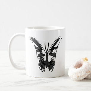 Caneca De Café Borboleta de Lua Preta e Branca